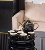 8 Pcs Elegant White & Gold Tea Set - Image 10