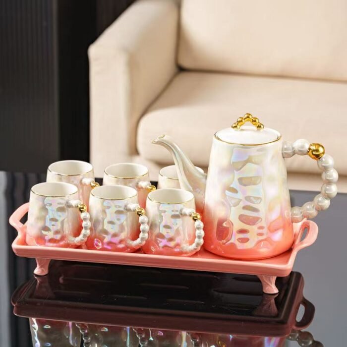 8 Pcs Elegant Ceramic Tea Set - Image 3