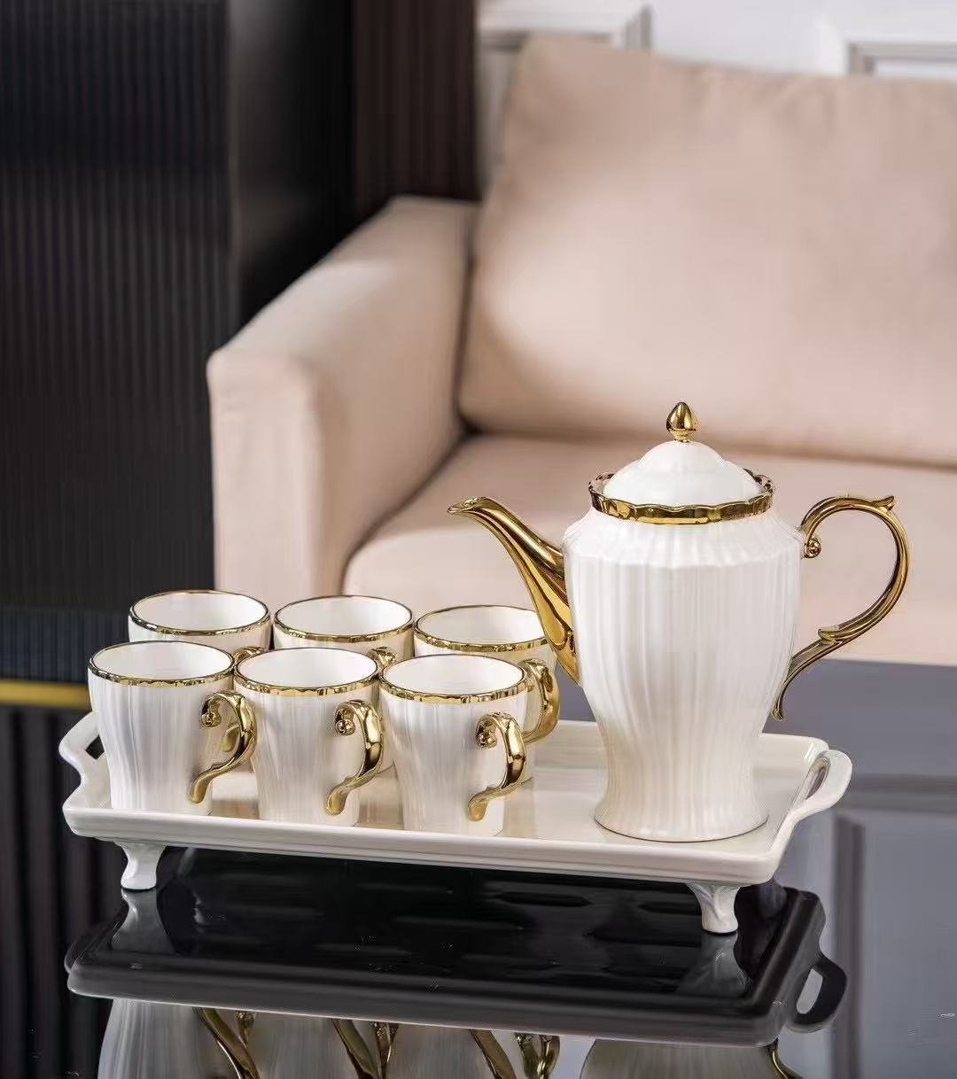6fee0aae-ced2-4015-8fb7-a51ad84f5da6 8 Pcs Elegant White & Gold Tea Set - Image 7