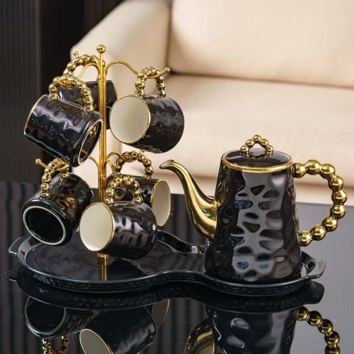 8 Pcs Elegant White & Gold Tea Set - Image 8