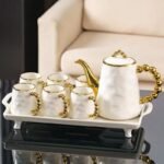 8 Pcs Elegant White & Gold Tea Set - Image 3