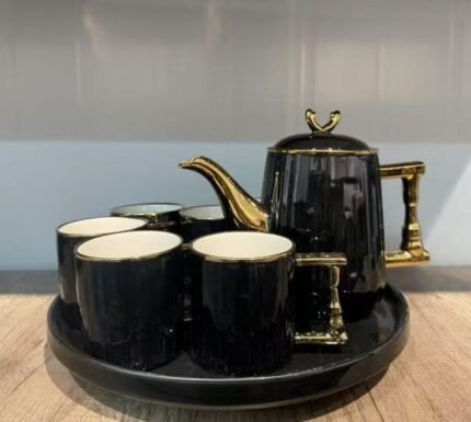 8 Pcs Elegant White & Gold Tea Set