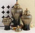 Black & Gold Luxury Ceramic Decorative Jars – Premium Home Decor