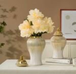 White & Gold Luxury Ceramic Decorative Jars – Premium Home Décor