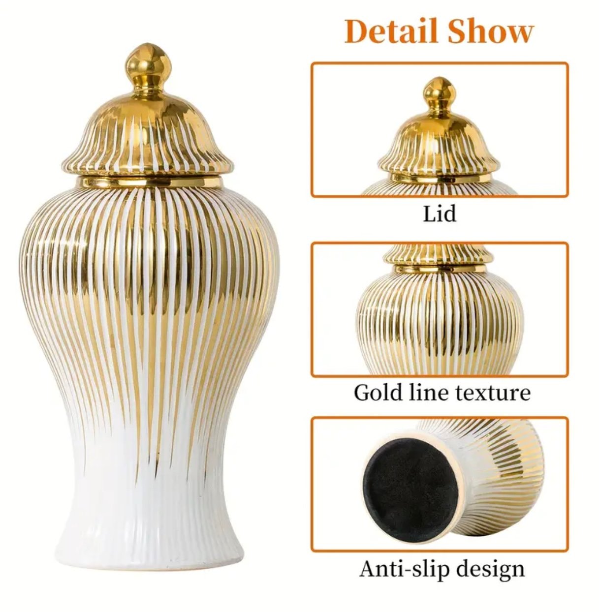 Screenshot White & Gold Luxury Ceramic Decorative Jars – Premium Home Décor - Image 2
