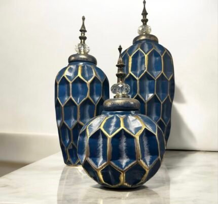 Luxury 3 Pcs Decorative Ceramic Jar Set