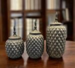 Antique Pineapple Jars Set 3 Pcs