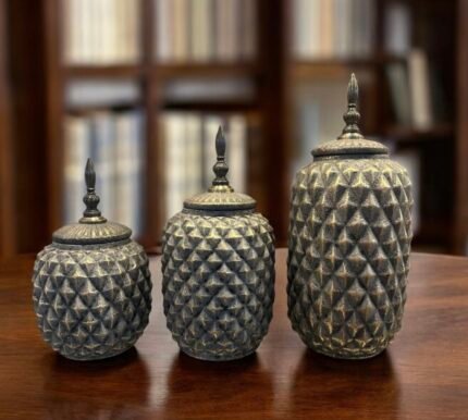 Antique Pineapple Jars Set 3 Pcs