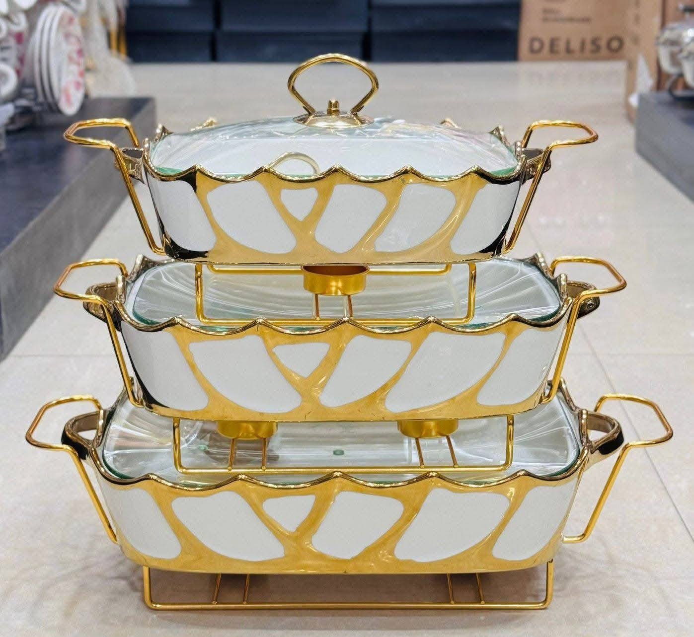 IMG_7743 Elegant 3 Pcs Buffet Dish Set with Golden Stand - Image 2