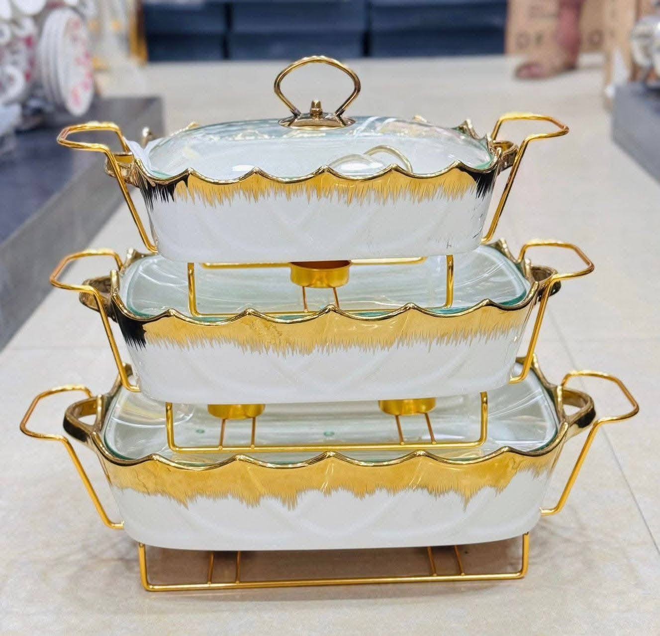 IMG_7747 Elegant 3 Pcs Buffet Dish Set with Golden Stand - Image 1