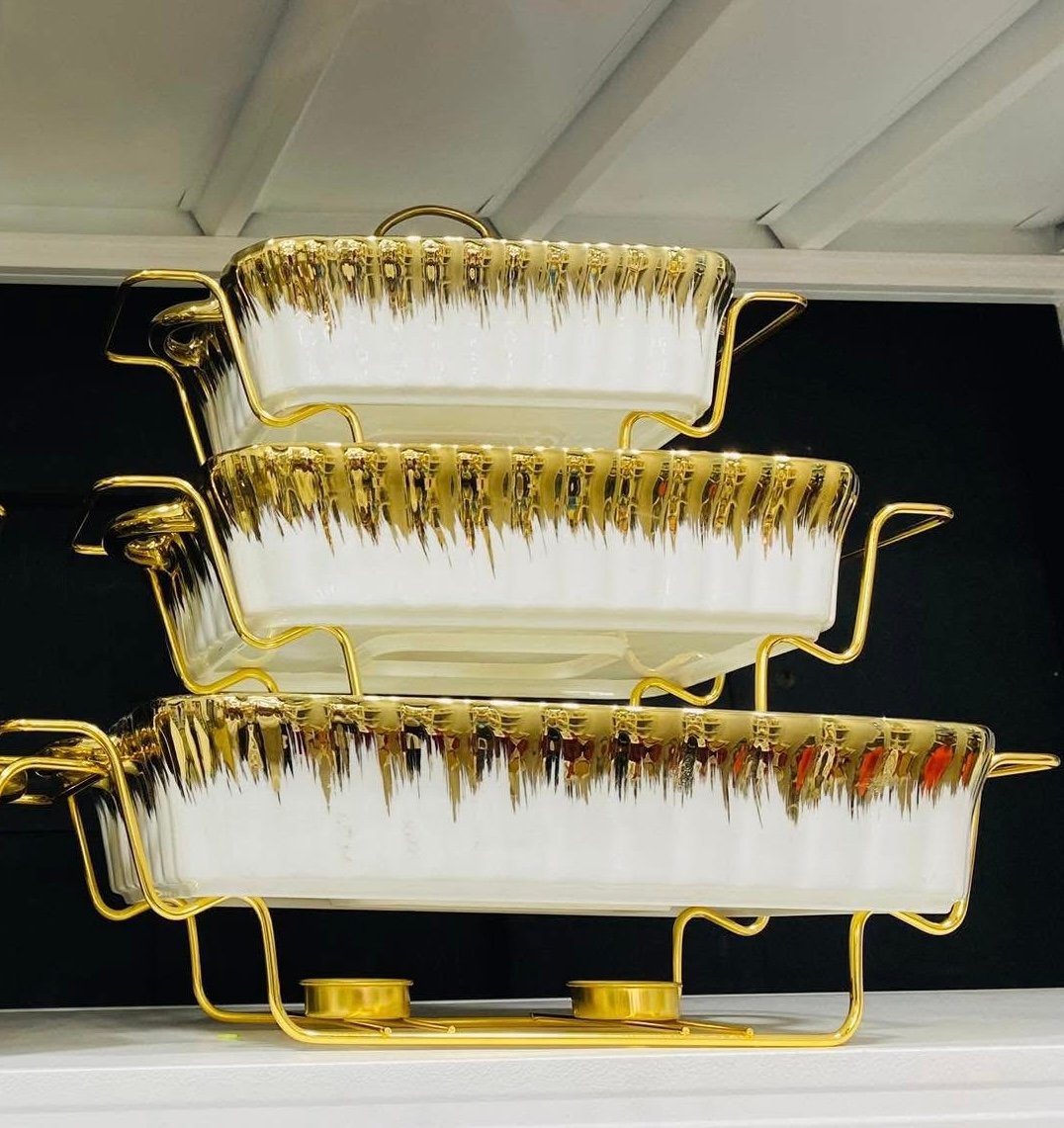 IMG_7750 Luxury 3 Pcs Buffet Dish Set with Golden Stand - Image 2