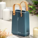 Modern Ceramic Tote-Style Vase with Leather Handles - Image 3