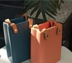 Modern Ceramic Tote-Style Vase with Leather Handles - Image 2