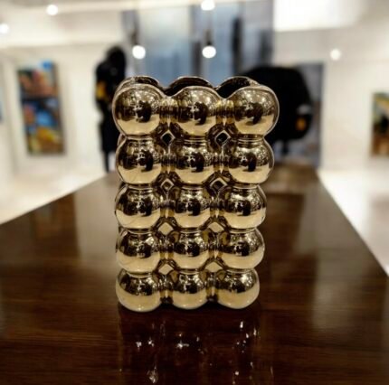 Golden Bubble Textured Ceramic Vase – Modern Luxury Décor