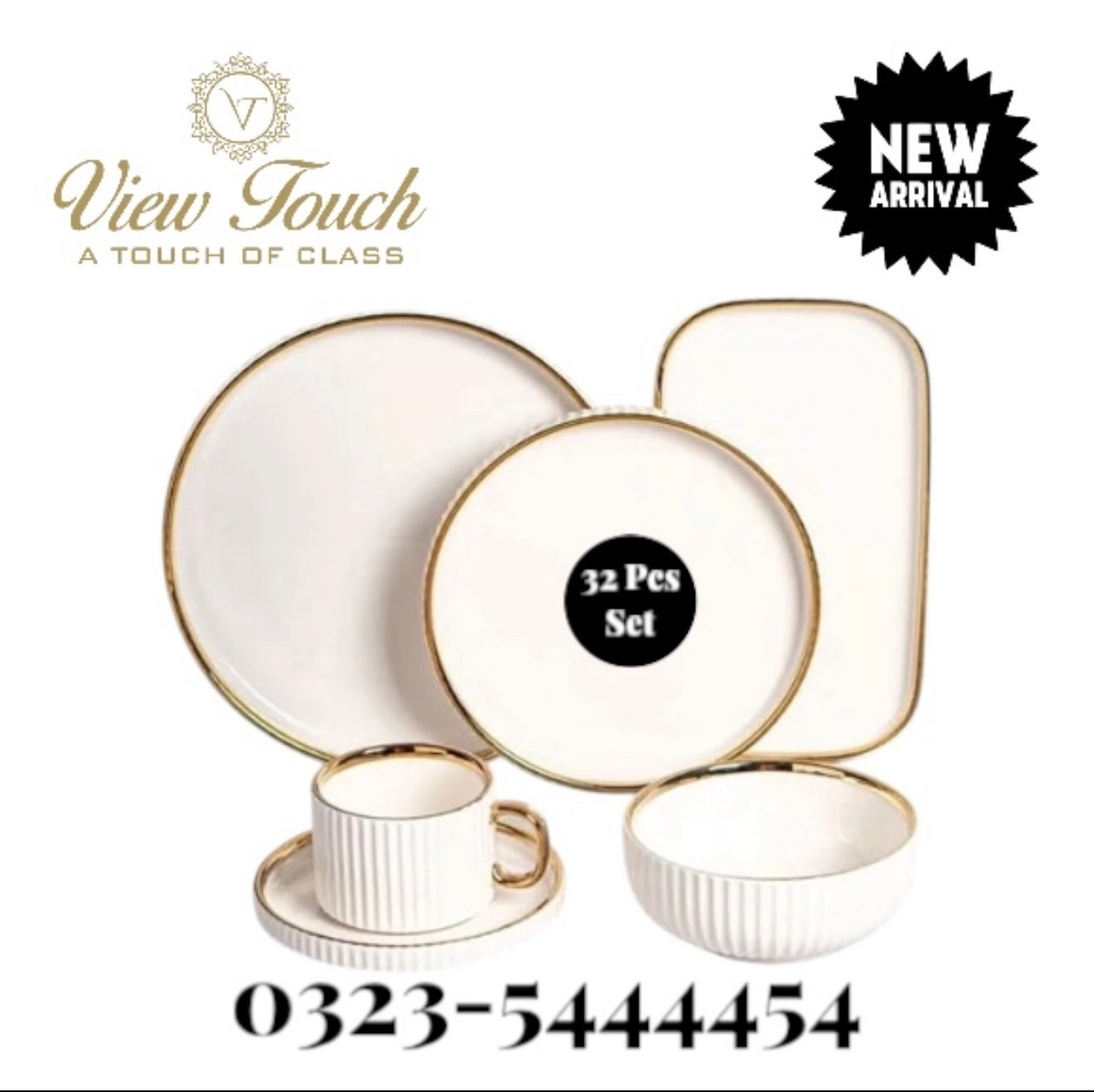 Screenshot 32 Pcs Elegant White & Gold Dinner Set - Image 1