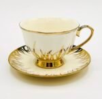 Elegant White & Gold Tea Cup & Saucer Set - Image 2