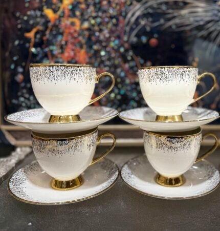 Elegant Gold-Accented Tea Cup & Saucer Set