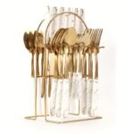 24 Pcs Cutlery Set with Metal Golden Stand - Image 2