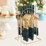 24 Pcs Cutlery Set with Metal Golden Stand - Image 3