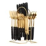 24 Pcs Cutlery Set with Metal Golden Stand