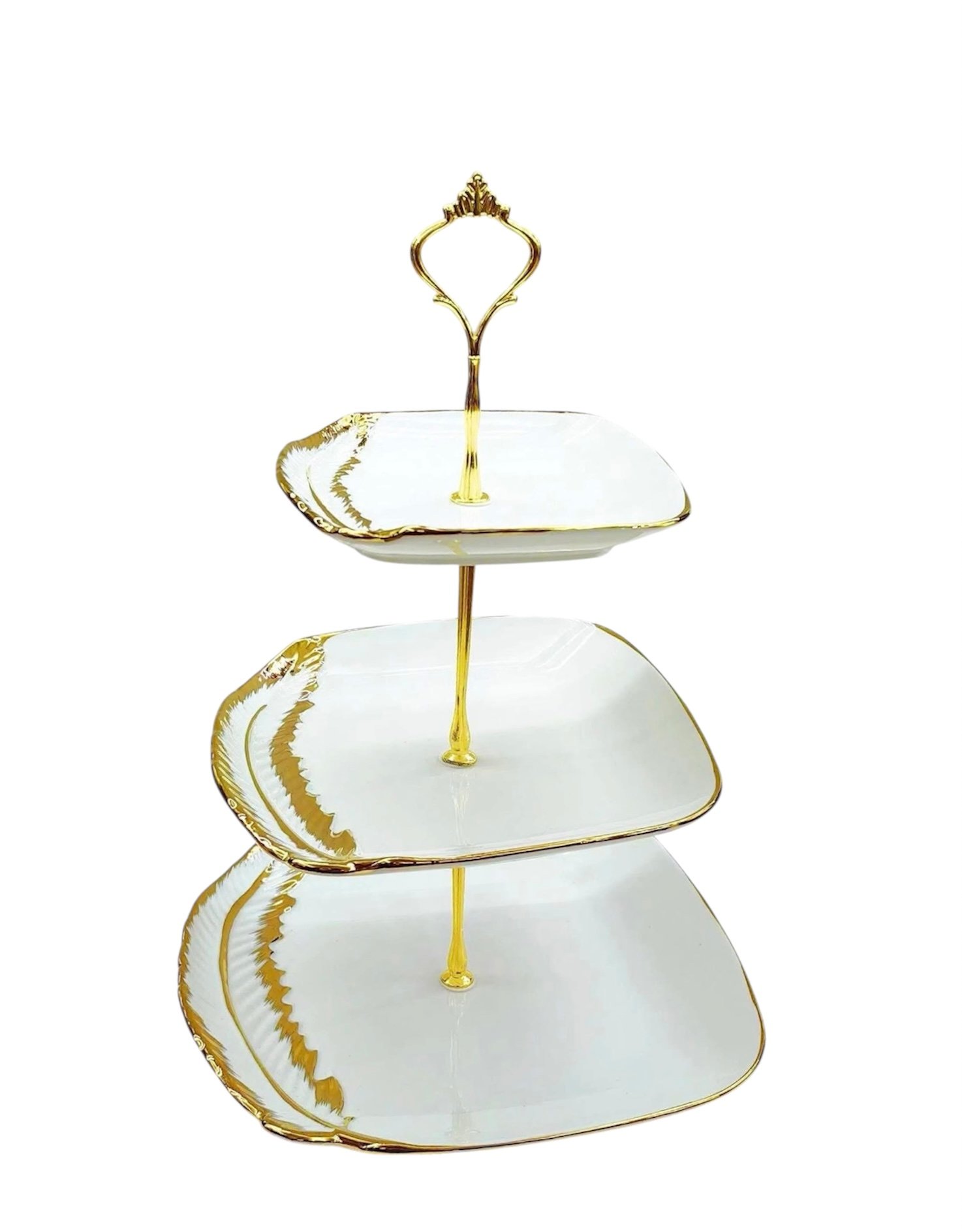 Photoroom_20250925_151821 3-Tier Gold-Trimmed Ceramic Serving Platter - Image 2