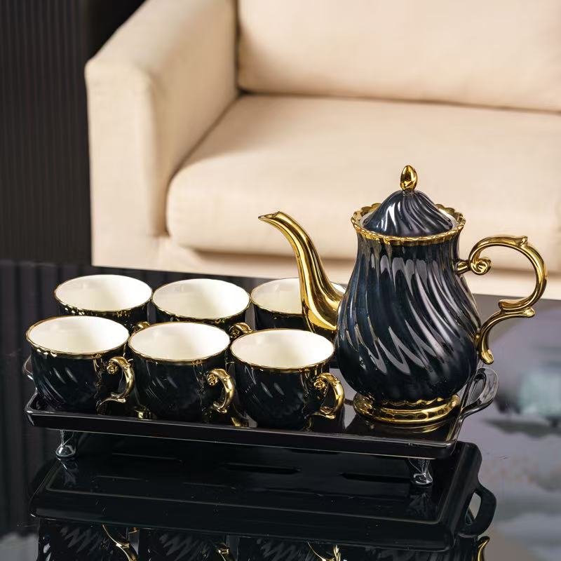 c506bf72-f3a5-4970-8237-0c256bc95637 8 Pcs Elegant White & Gold Tea Set - Image 5