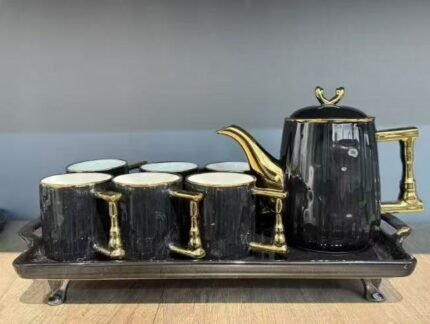 8 Pcs Elegant White & Gold Tea Set
