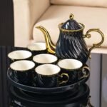 8 Pcs Elegant White & Gold Tea Set - Image 6