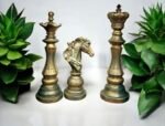 Chess 3 Pcs Set – King, Queen & Knight Decorative Sculptures