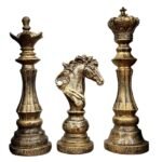 Chess 3 Pcs Set – King, Queen & Knight Decorative Sculptures - Image 3