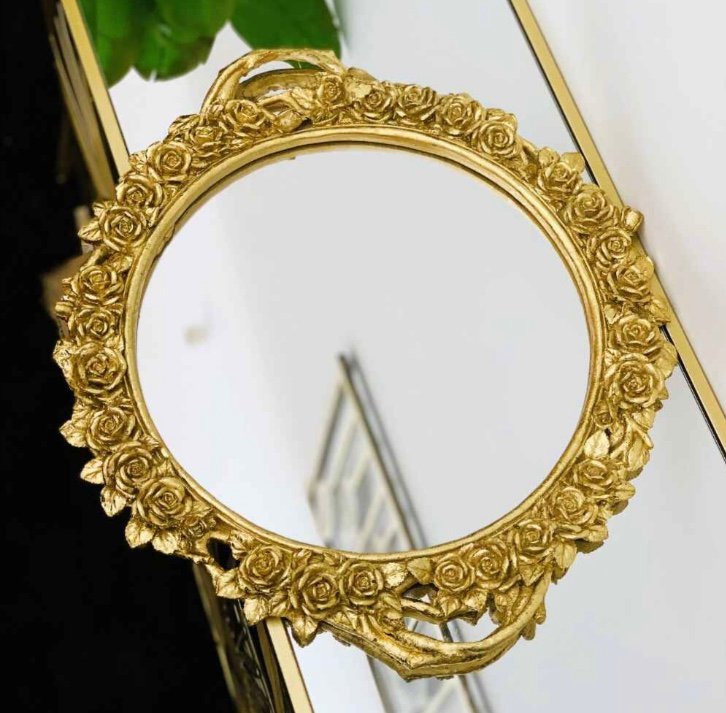 Screenshot Luxury Golden Floral Round Wall Mirror - Image 1