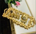 Luxury Golden Floral Rectangular Mirror Tray - Image 2