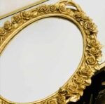 Luxury Golden Floral Oval Decorative Mirror Tray - Image 2