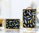 Luxury Golden Decorative Serving Tray Set – Oval & Rectangle (2 Pcs) - Image 13