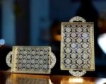 Luxury Golden Decorative Serving Tray Set – Oval & Rectangle (2 Pcs) - Image 3
