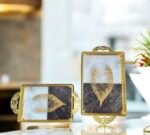 Luxury Golden Decorative Serving Tray Set – Oval & Rectangle (2 Pcs) - Image 2