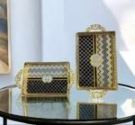 Luxury Golden Decorative Serving Tray Set – Oval & Rectangle (2 Pcs) - Image 6