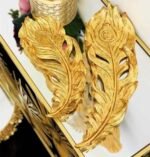 Luxury Golden Decorative Feather Trays – Set of 2