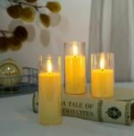 Decorative LED Flameless Pillar Candles with Glass Covers - Image 2