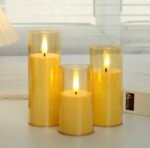 Decorative LED Flameless Pillar Candles with Glass Covers