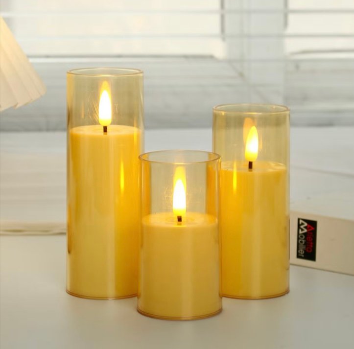 Screenshot Decorative LED Flameless Pillar Candles with Glass Covers - Image 1