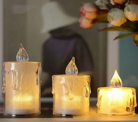 Screenshot Decorative Crystal LED Flameless Candles with Dripping Wax Design - Image 1