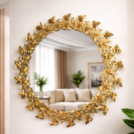 Luxury Gold Metal Butterfly Wall Mirror