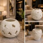 Elegant White Floral Ceramic Candle Holder